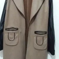 مانتو پاییزه جنس خوب استین چرم سایز ۳۸