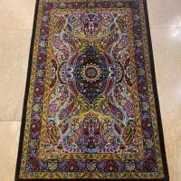 فرش تمام ابریشم. قم. نقشه شلوغ  ۸۰رج مارک دار