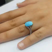 انگشتر نقره زنونه فیروزه نیشابوری