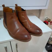 نیم بوت چرم طبیعی مردانه رنگ عسلی