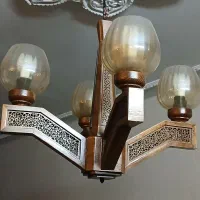 لوستر چهارشاخه چوبی|لوستر و چراغ آویز|ری, سیزده آبان|دیوار