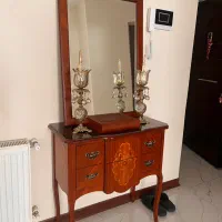 آینه و کنسول معرق رنگ چوب