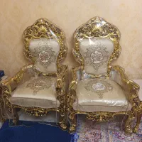 مبل پنجه شیر دونفره ویک میزبان ورق طلا چوب راش