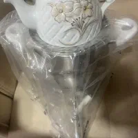 ست سماور و قوری روی گاز