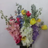 گل مصنوعی با گلدان چوبی|گل مصنوعی|گلستان (تهران), |دیوار