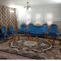 مبلمان سلطنتی نه نفره همراه با سه میز جلو مبلی|مبلمان خانگی و میز عسلی|گلبهار, شهر جدید گلبهار|دیوار