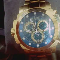 ساعت مردانه طلایی اینویکتا سه موتوره دو صفحه ای