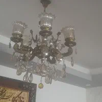 دو عدد لوستر برنج بالاله های شامپاینی کاملا سالم