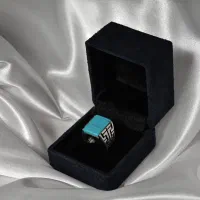 انگشتر مردانه نقره ترک با سنگ فیروزه همستطیلی|جواهرات|مبارکه, |دیوار