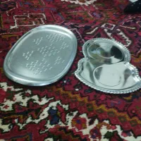 دو عدد سینی استیل سنگین قدیمی