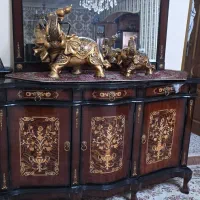 آینه و کنسول معرق با چوب گردو