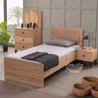 تخت خواب نوجوان حصیر بامبو مدل RUSTIC / ماکان چوب