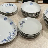 ست ۶ پارچه چینی با طرح گل آبی