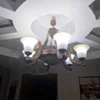 لوستر چوبی ۶ شعله دو عدد با دیواری