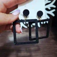 گوشواره مربع چوبی