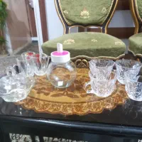 ظروف کریستال همراه با کاسه وبشقاب چینی مارکدار