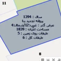 زمین قابل ساخت تا ۵سقف روی پیلوت در خیابان برقعی