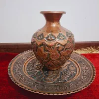 سینی مسی و گلدان مسی قلم قدمتدار|کلکسیون اشیاء عتیقه|تهران, والفجر (افسریه)|دیوار