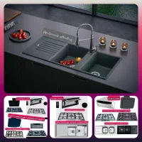 حراج سینک باکسی گرانیتی هود گاز توکار رومیزی S8506
