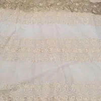 پرده حریر کتان حاشیه دار