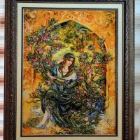 ۳ تا تابلو فرش دستباف گل ابریشم نو