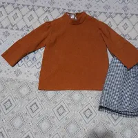 بلوز دامن عروسکی پشم پاییزه رنگ شکلاتی ترند|کفش و لباس بچه|میاندوآب, |دیوار