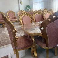 مبلمان ورق طلا تمام منبت دست بعد همراه نهارخوری