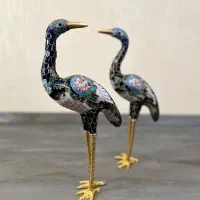 پرنده مسی  میناکاری شده  قدیمی انتیک