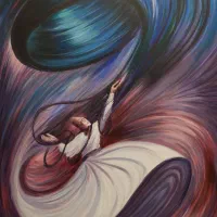 تابلو نقاشی رقص سماع با قاب  تک نسخه