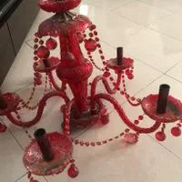 لوستر کریستال قرمز معاوضه با امپ خانگی|لوستر و چراغ آویز|تهران, شهرک آپادانا|دیوار
