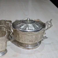 ست آنتیک گیره استکان و قندون برنجی|کلکسیون اشیاء عتیقه|تهران, مینای شمالی (مخبر)|دیوار