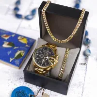 ست ساعت دستبند و گردنبند مردانه