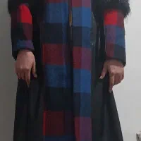 پالتو بلند آستین خز و پشت چرم استر دوزی