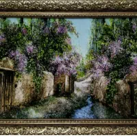 تابلو فرش دستبافت طرح کوچه باغ