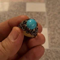 انگشتر فیروزه نیشابور عتیقه با رکاب استاد آصف