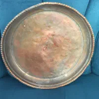 سینی مسی و پارچ چراغ گلابپاش گلدون عتیقه|کلکسیون اشیاء عتیقه|فسا, |دیوار
