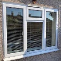 دروپنجره upvc وتوری پلیسه وپرده داخل شیشه