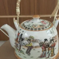 قوری چینی دسته چوبی|قوری، کتری، قهوهساز دستی|نجفآباد, نمازی|دیوار