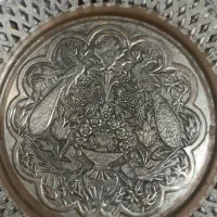 سینی مسی قدیمی قلم کاری شده فروش فوری|کلکسیون اشیاء عتیقه|ری, علایین|دیوار