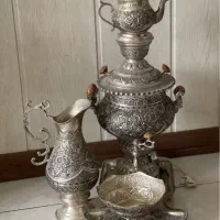 ست سماور قلمزنی آبکاری نقره