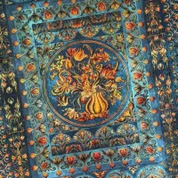 فرش کلاریس ابریشمی باغ گل سبز درخت زندگی هلنا|فرش|کاشان, شهید زجاجی|دیوار