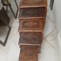 میز عسلی یا جلو مبلی هندی برنزکوب آنتیک قدیمی