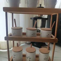 پا سماوری چوبی جنس عالی  به همراه بانکه سرامیک