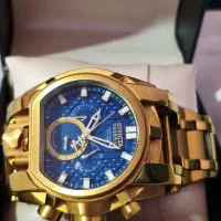 ساعت مچی اینویکتا زئوس طلایی صفحه آبی سه موتوره