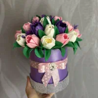 گل های روبانی و فومی و پیپ پاک کن