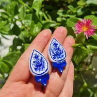 گوشواره قلم آبی دستساز