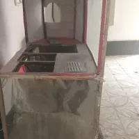 چهار چرخ ساندویچ ومیز ویترینی استیل