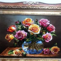 تابلو گل رز کد 17 دستبافت و ابریشم دار