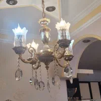 لوستر برنز چهار شعله با لاله بلند