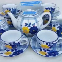 گل آبی ظروف